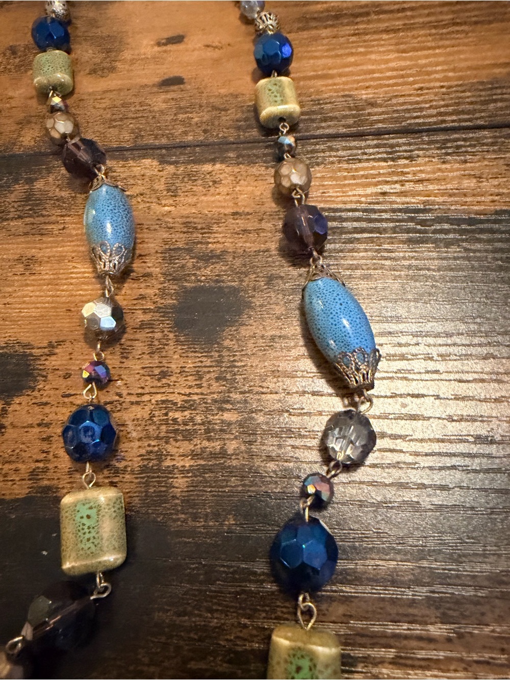 Blue and Green Beaded Women’s Necklace